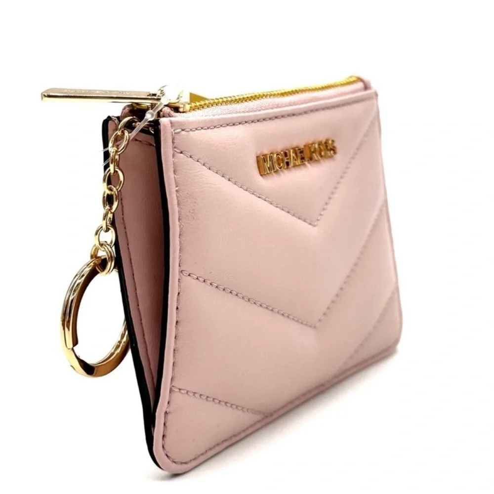 Michael Kors Jet Set Travel Small Top Zip Coin Pouch with ID Holder Powder Blush - Picture 7 of 8